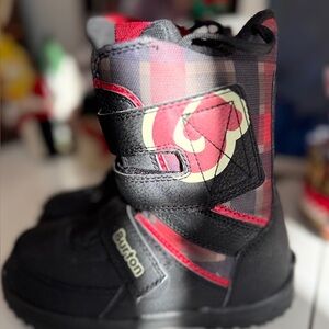 Burton Kids Checkered Snow Boots - Black and Red